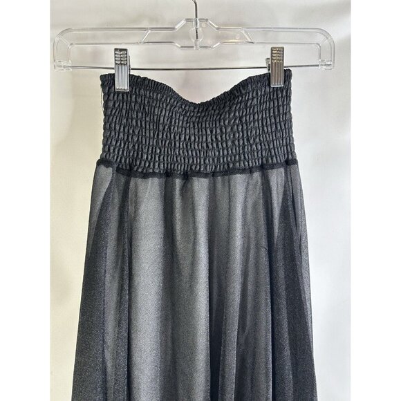 NOS Vintage Y2K Black Handkerchief Sharkbite Slip Skirt Whimsigoth - Picture 2 of 5